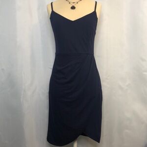 Zalalus Woman’s Shoulder Strap Gathered Waist Royal Blue Dress Size S